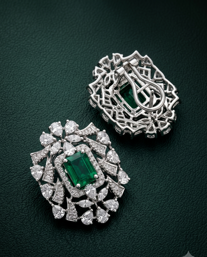 Pure Silver Emerald Ice Studs