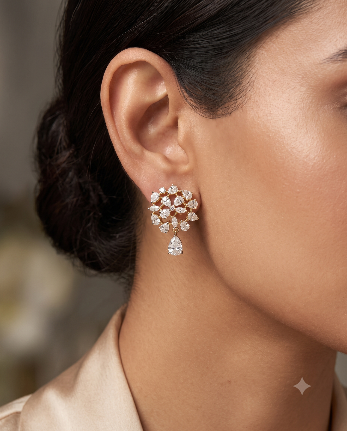 Pure Silver Cluster Drop Studs
