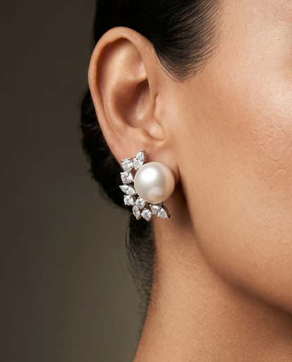 Pure Silver Pearl Arc Studs