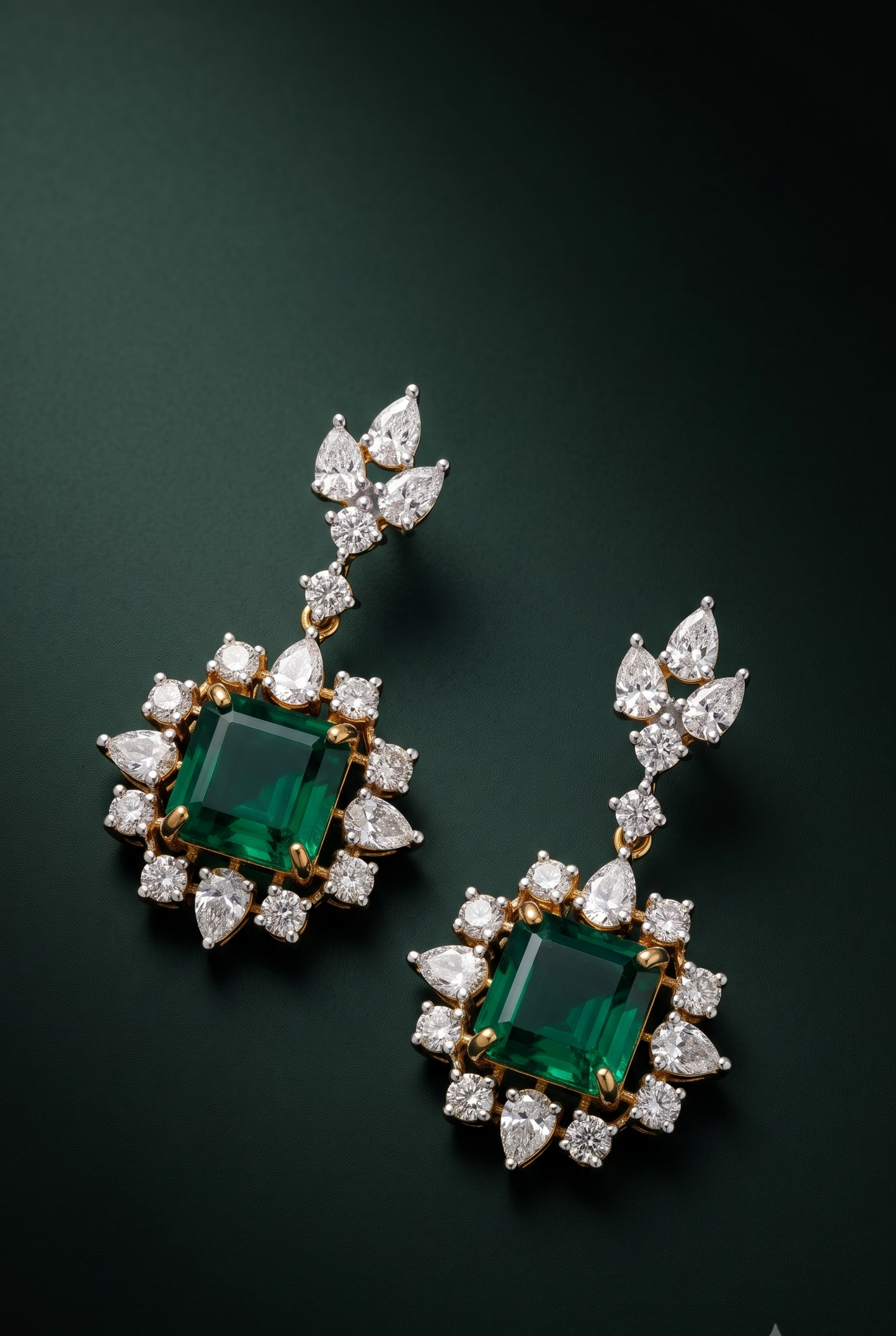 Pure Silver Emerald Cascade Danglers