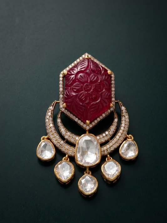 Pure Silver Ruby Celestial Chain Pendant