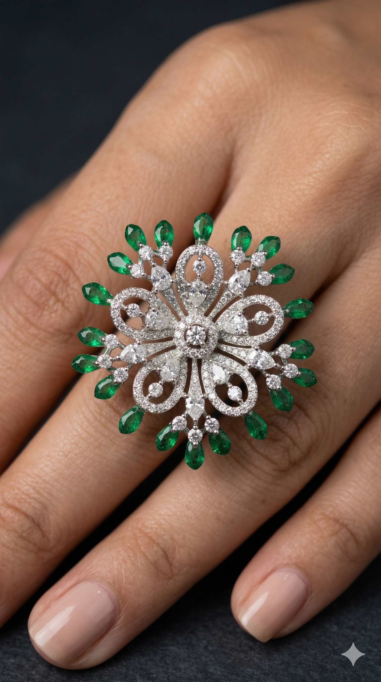 Emerald Sunburst Ring