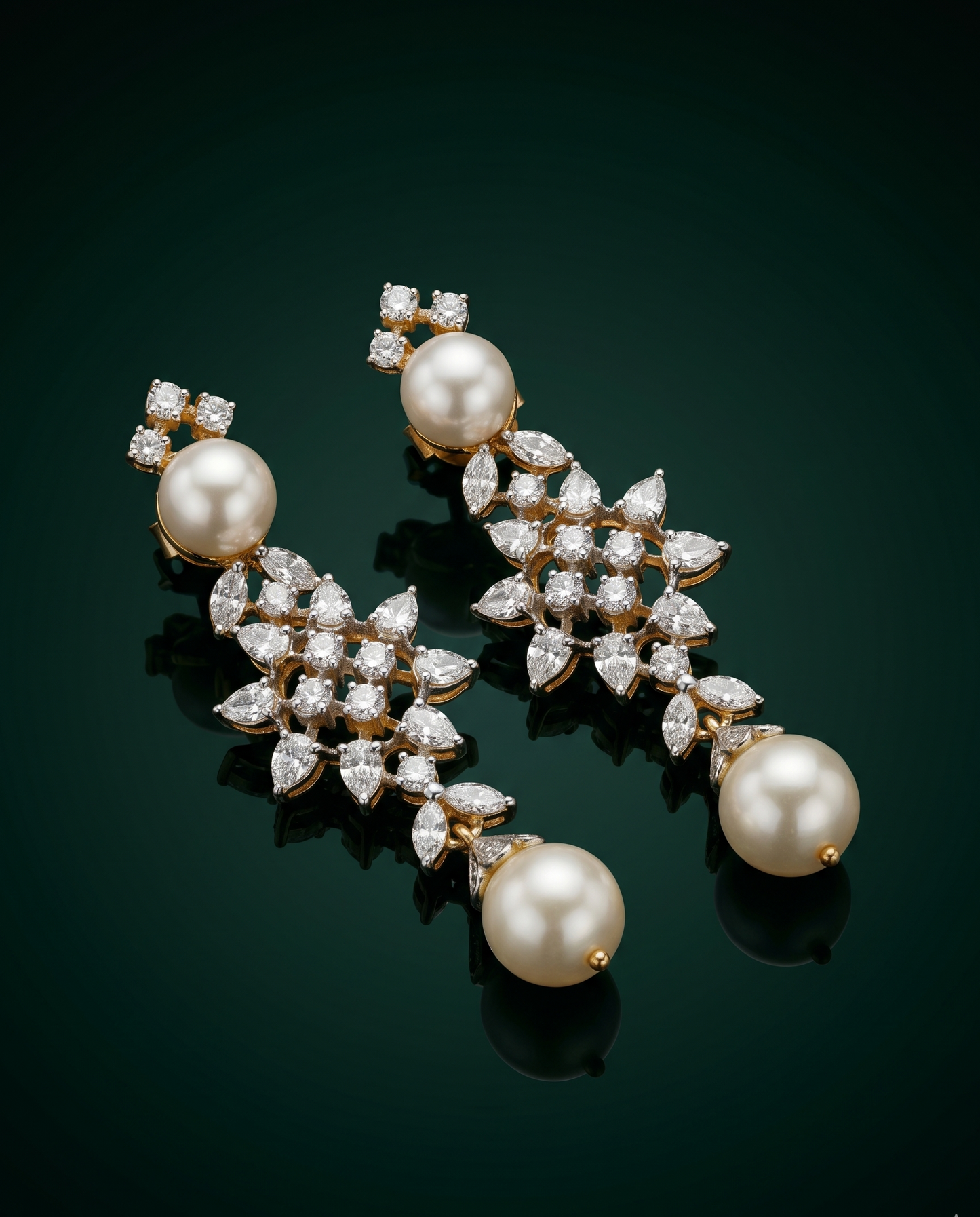 Pure Silver Dual Pearl Earrings