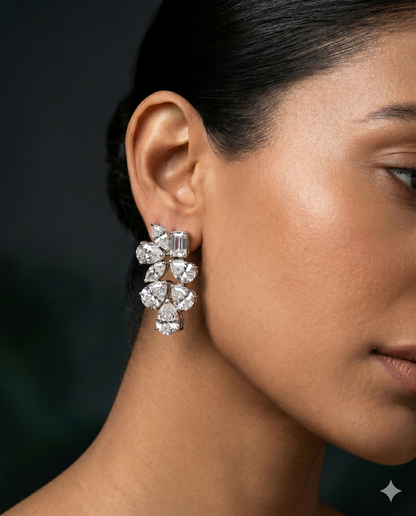 Pure Silver Petal Cascade Drops