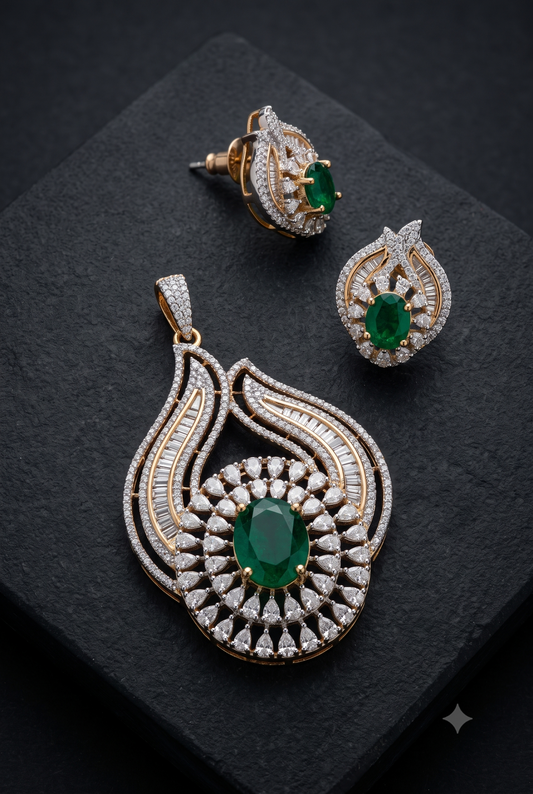 Emerald Elegance Pendant Set
