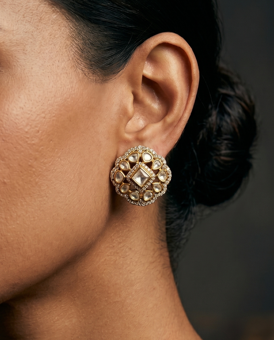 Floral Polki Studs