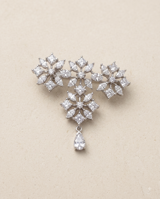 Pure Silver Snowcrest Brooch