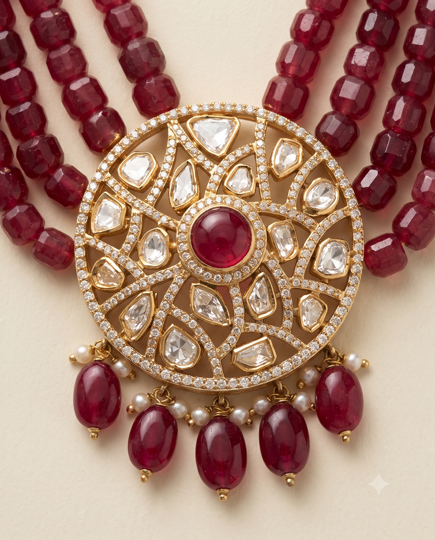 Royal Ruby Polki Neckace Set