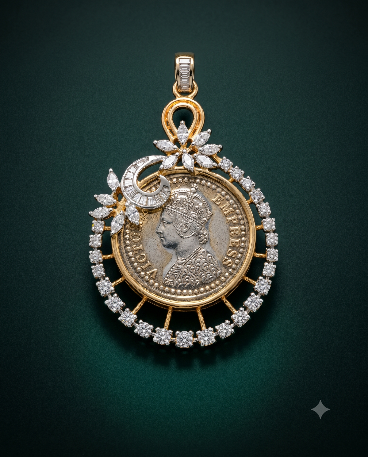 Pure Silver Celestial Coin Chain Pendant