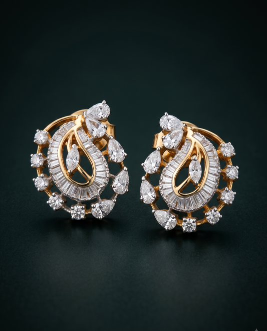 Pure Silver Paisley Studs