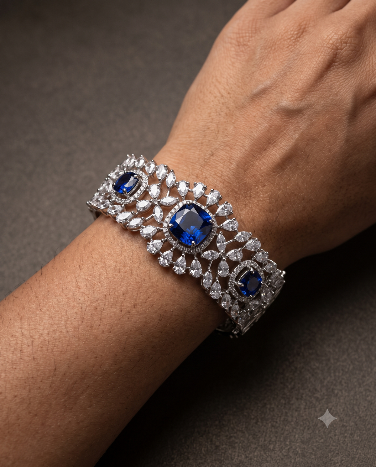 Pure Silver Sapphire Trinity Bracelet