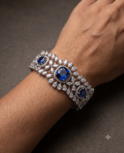 Pure Silver Sapphire Trinity Bracelet