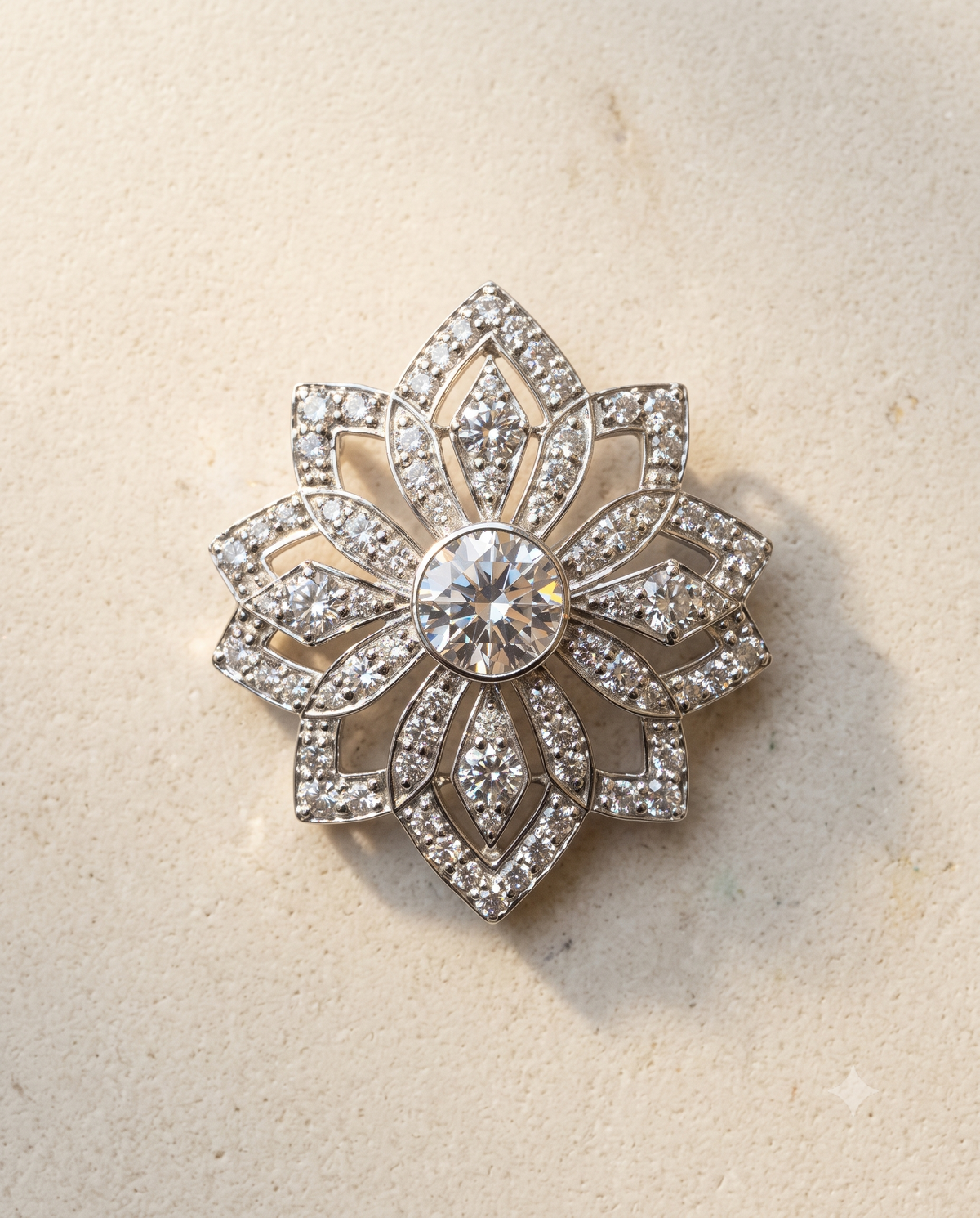Pure Silver Lotus Brooch