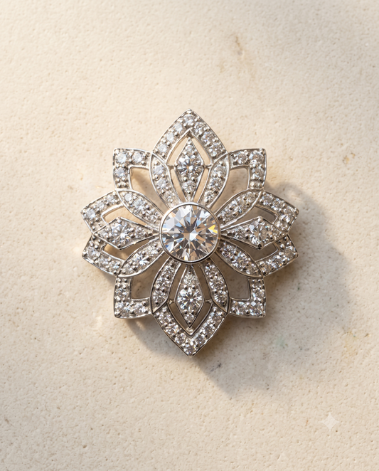 Pure Silver Lotus Brooch