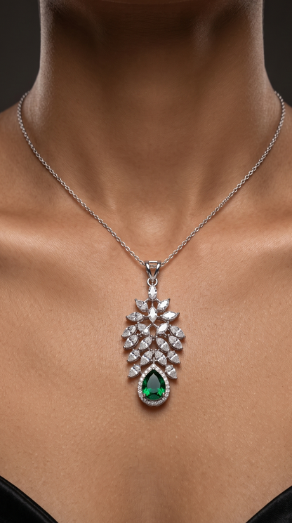 Pure Silver Dew Drop Pendant Chain