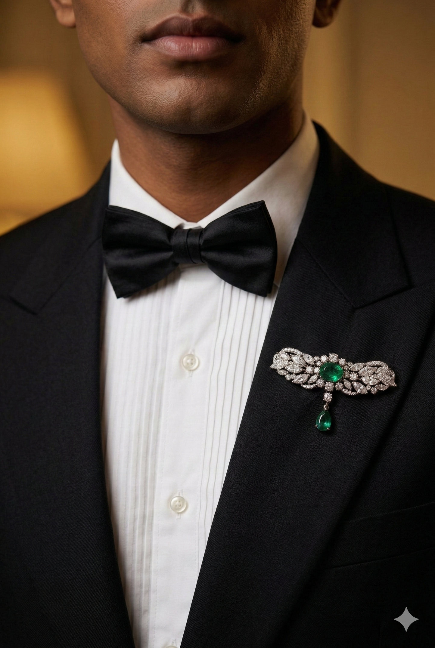 Pure Silver Emerald Aurelian Brooch