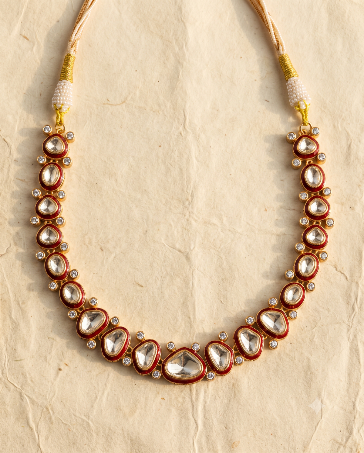 Polki Ruby Enamel Necklace Set