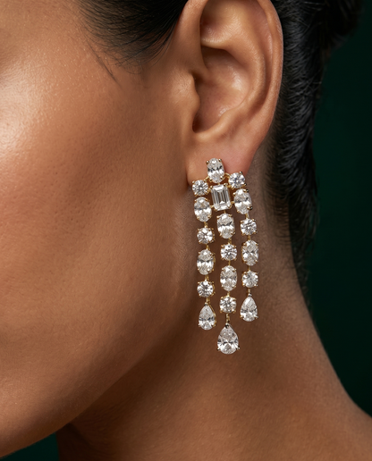 Pure Silver Noir Cascade Danglers