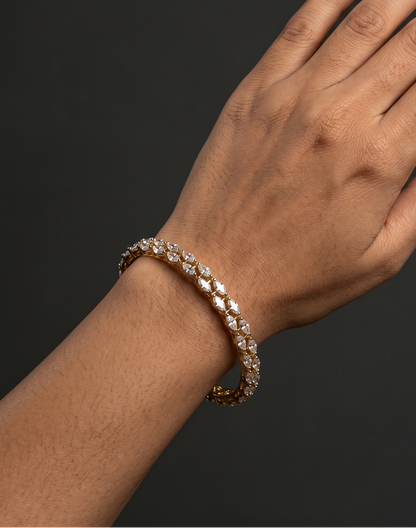 Pure Silver Dual Marquise Bangle