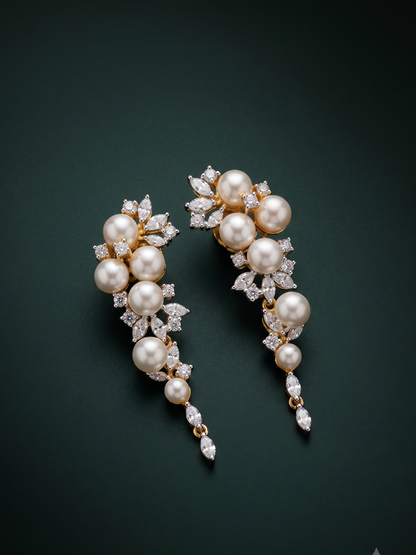 Pure Silver Pearl Motif Danglers