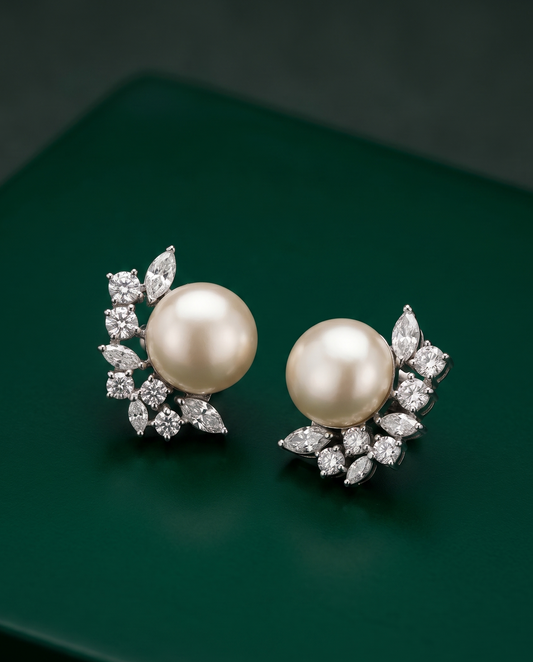 Pure Silver Pearl Arc Studs