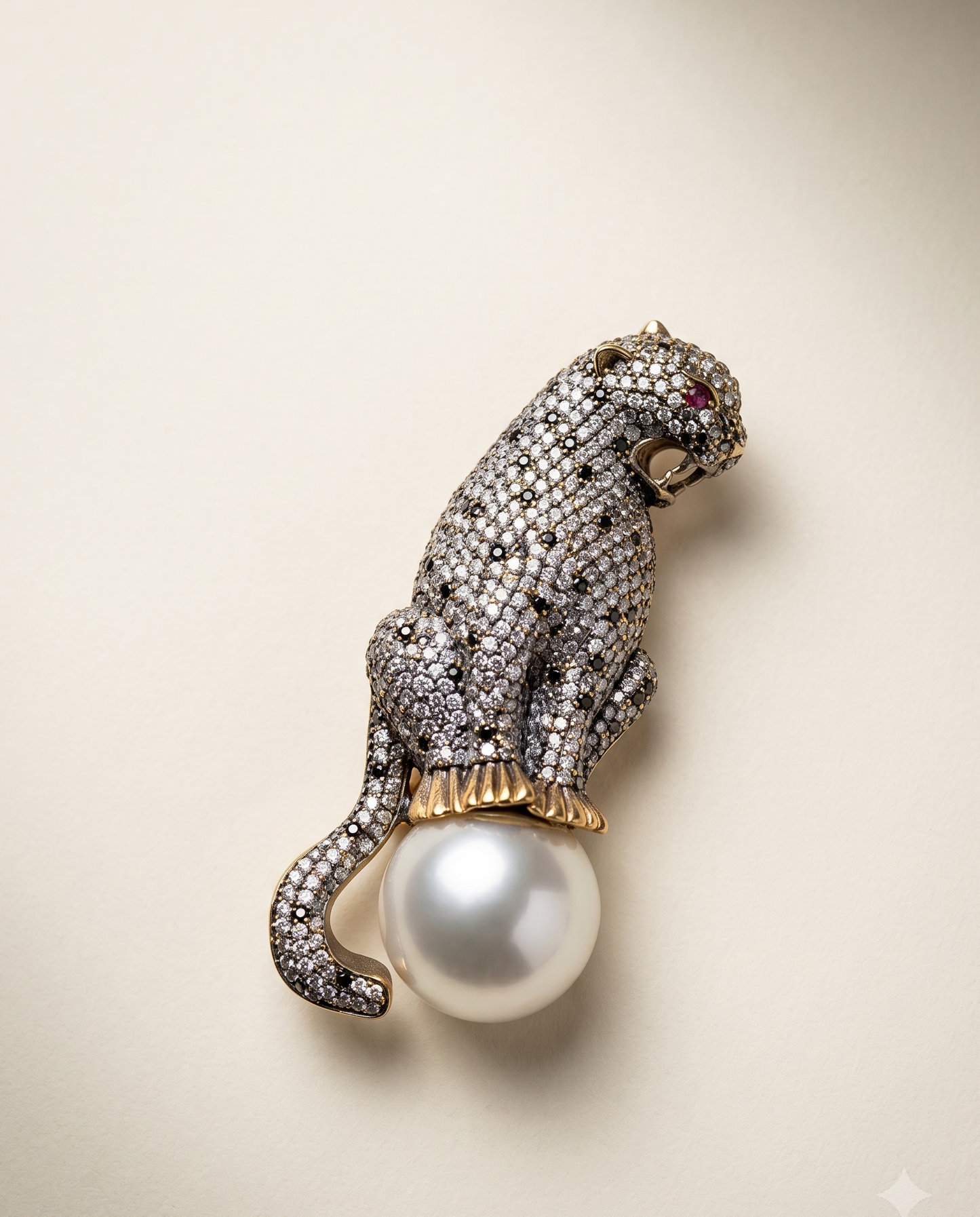 Pearl Panther Brooch