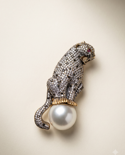 Pearl Panther Brooch