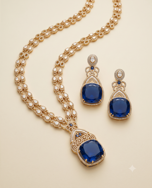Sapphire Polki Necklace Set