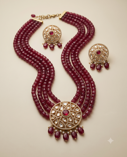 Royal Ruby Polki Neckace Set