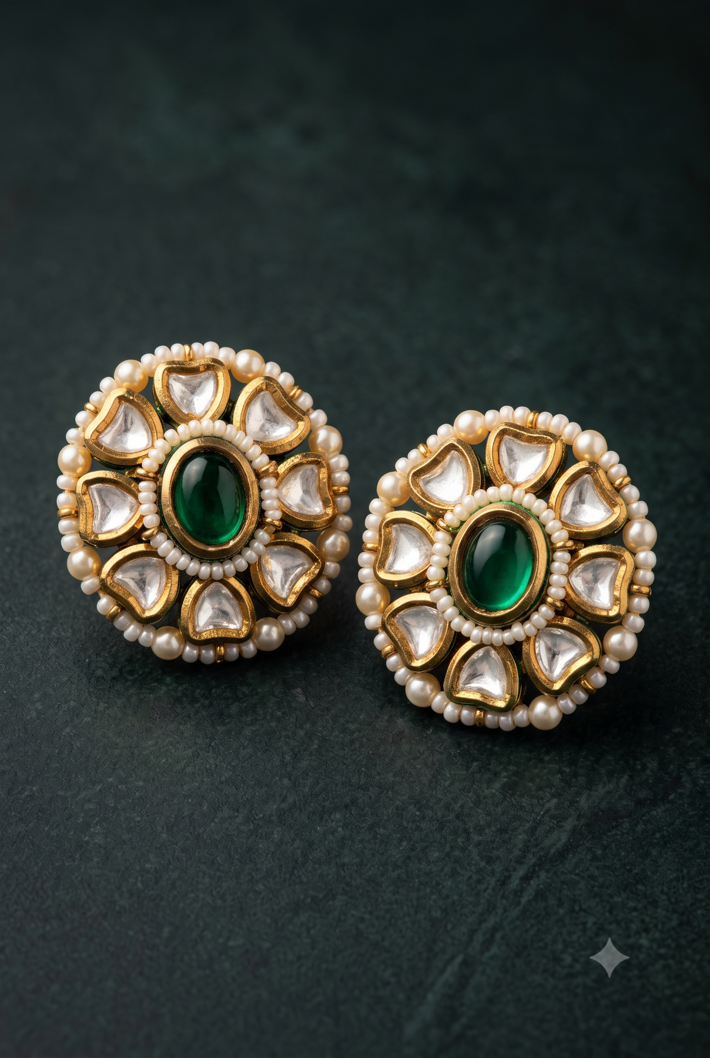 Emerald Polki Studs
