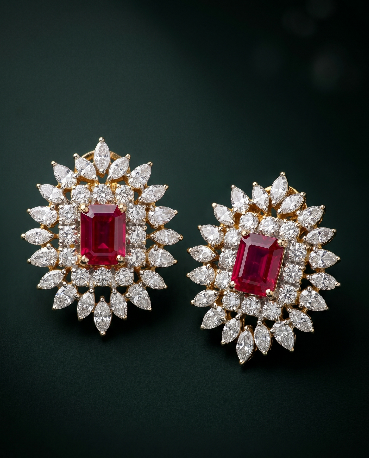 Pure Silver Ruby Majesty Earrings