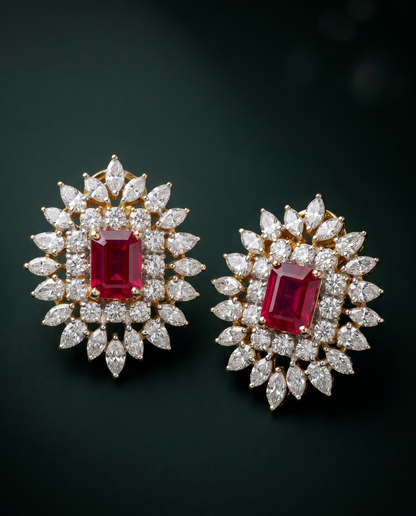 Pure Silver Ruby Majesty Earrings
