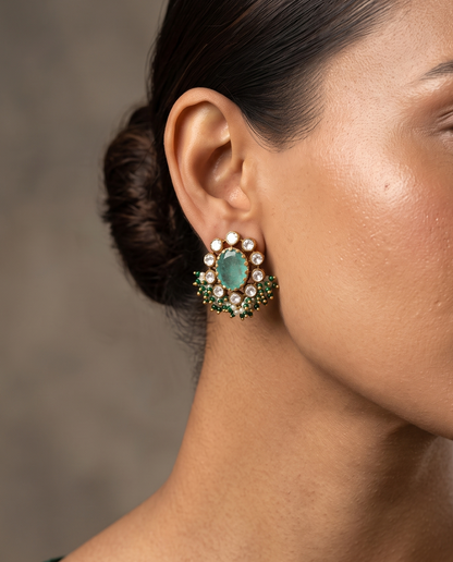 Pure Silver Noori Polki Studs