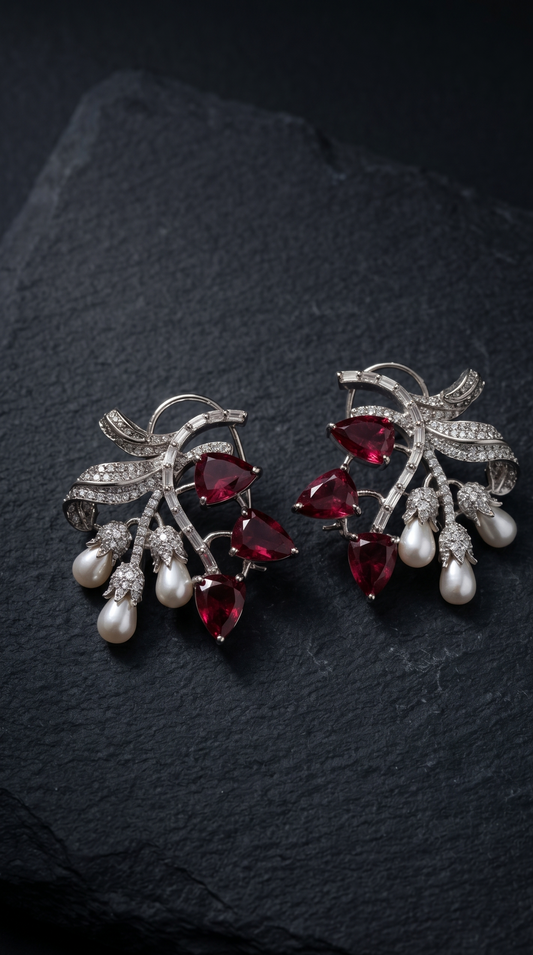 Pearl Crimson Studs