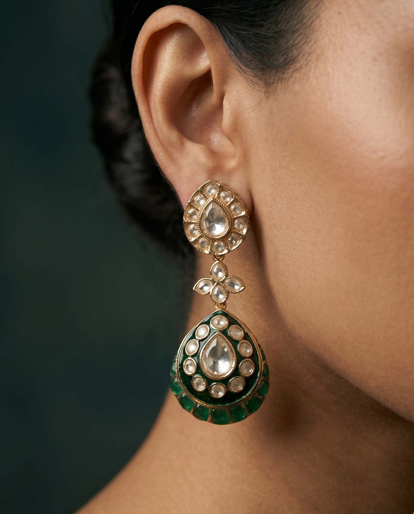 Elegant Polki Meenakari Drops