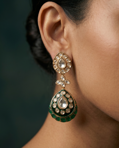Elegant Polki Meenakari Drops