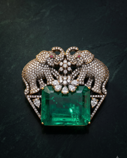 Royal Emerald Gajraj Brooch