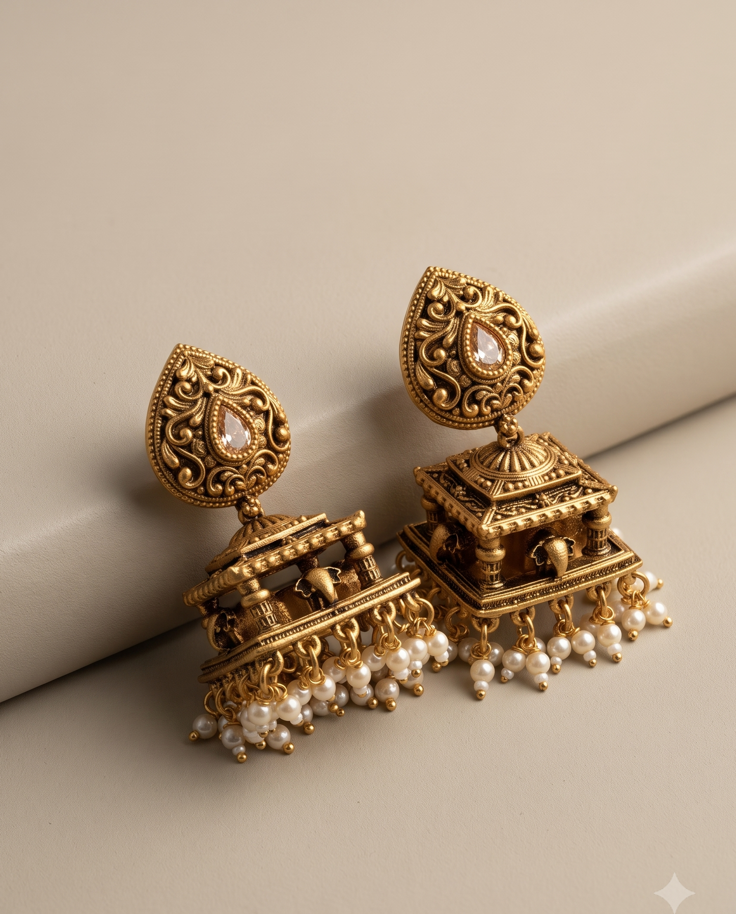Golden Pearl Jhumkas