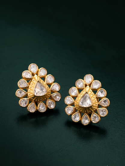 Pure Silver Ruhaani Polki Studs