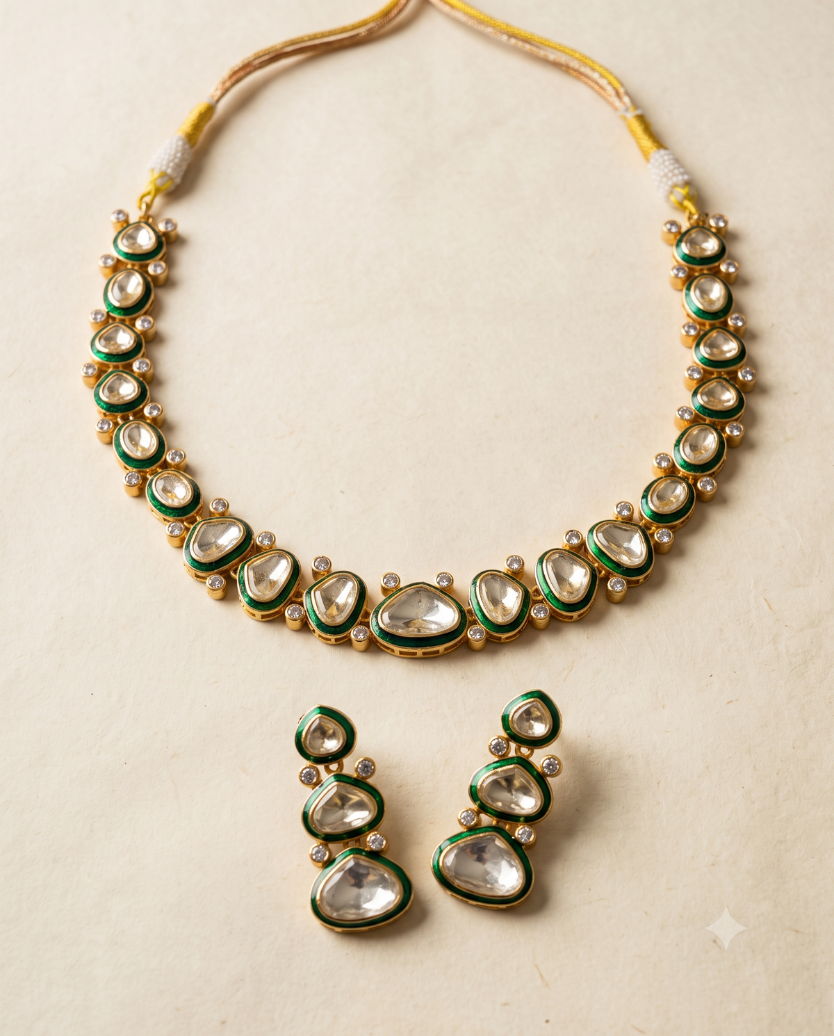Classic Polki Enamel Necklace Set