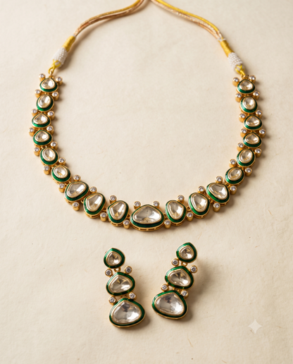 Classic Polki Enamel Necklace Set