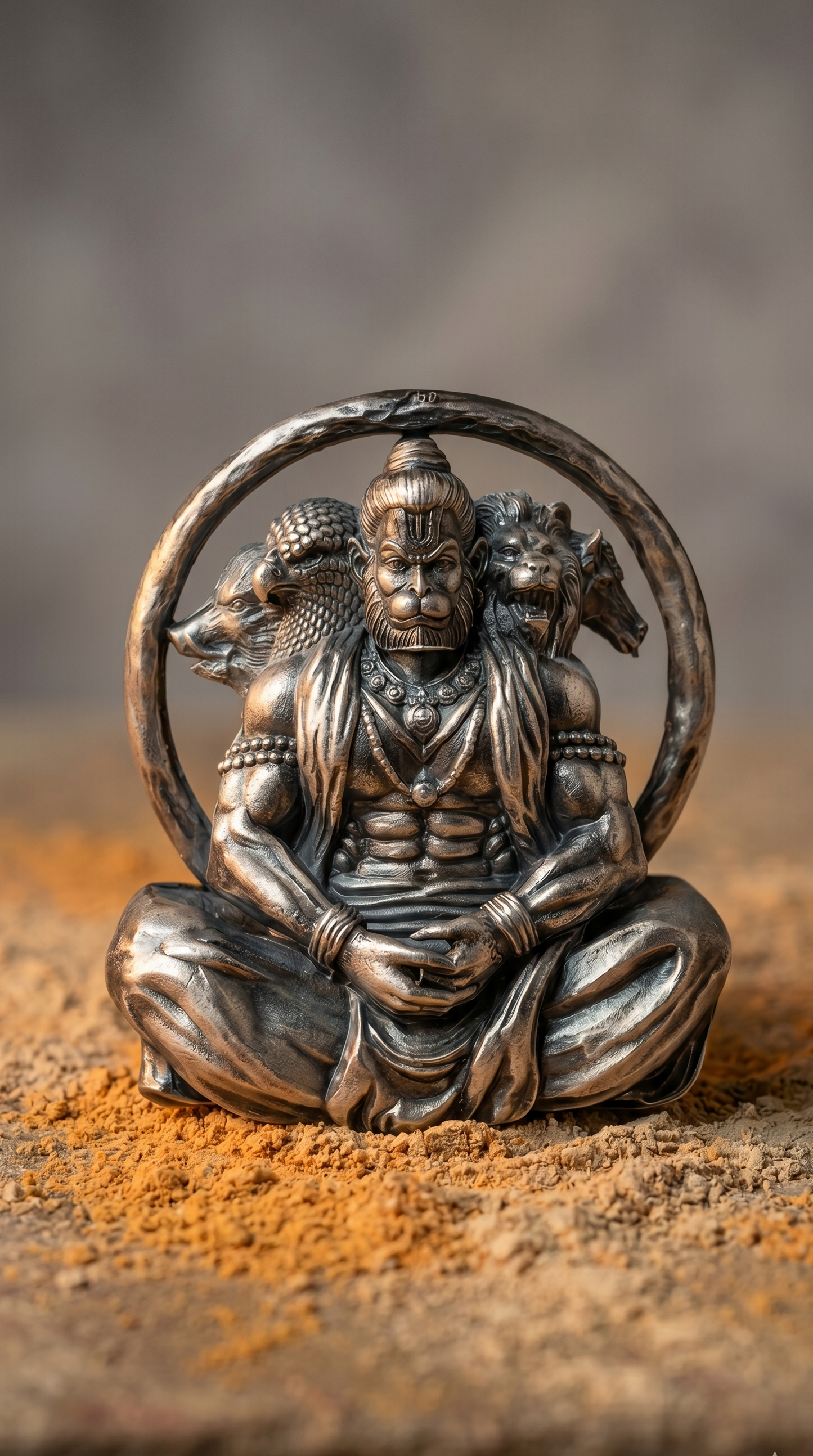 Pure Silver Divine Bajrang Brooch