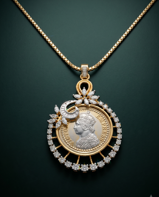 Pure Silver Celestial Coin Chain Pendant