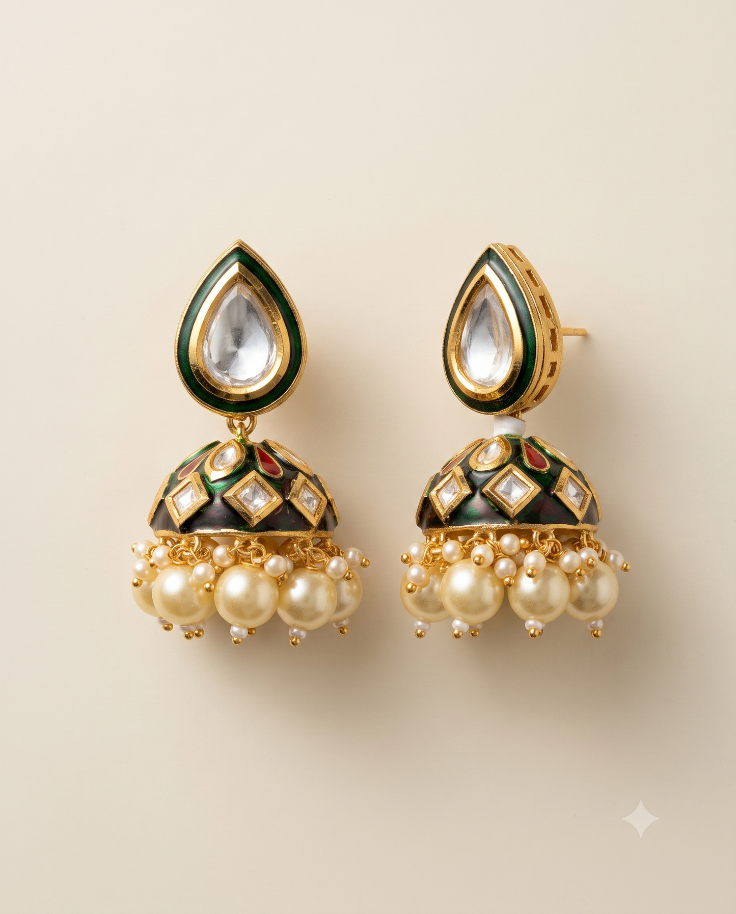 Polki Meenakari Jhumkas