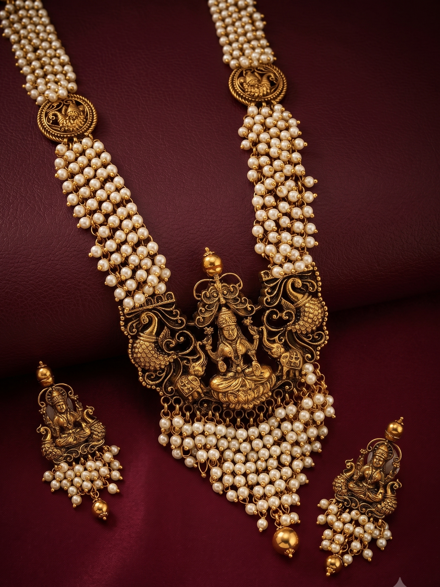 Pearl Temple Fusion Necklace Set