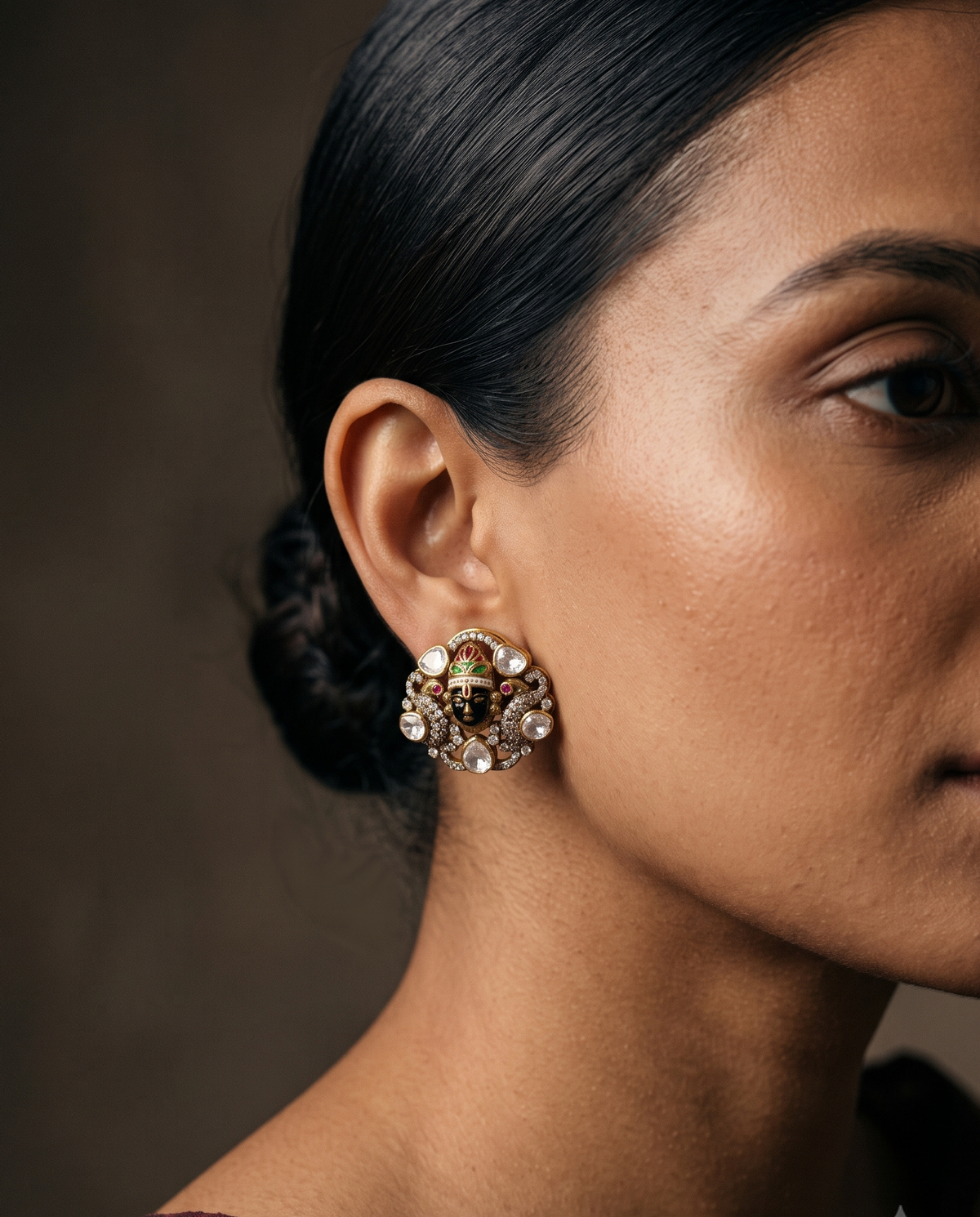 92.5 Silver Moissanite Vishnu Studs