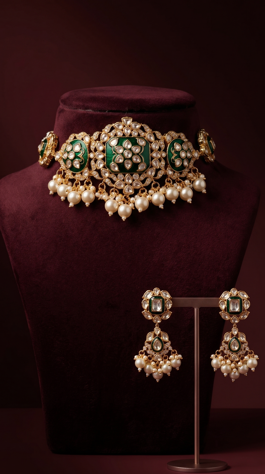 Royal Emerald Polki Choker set