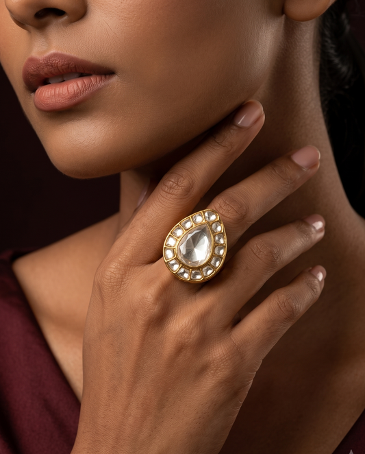 Timeless Polki Pear Ring