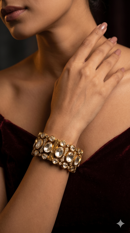 Golden Blush Polki Bracelet