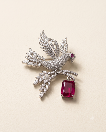 Ruby Dove Brooch